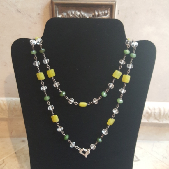 Silpada faceted jade crystal necklace with toggle - Picture 2 of 7